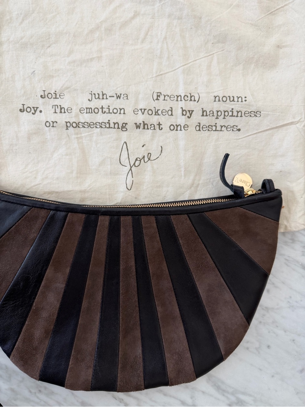Clare V Lune Brown and Black Suede & Leather Bag